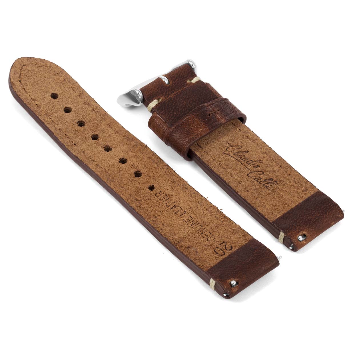 Horlogeband G421 Vintage Denver Bruin Leder 20×20 mm – Excellentwebshop